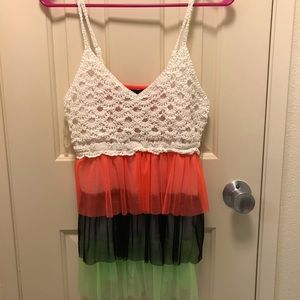 Beautiful spaghetti straps, ruffles shirt